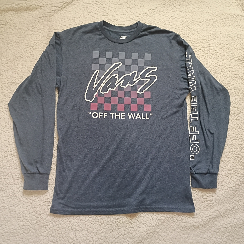 Vans Off The Wall Old School Style Checkered Graphic Long Sleeve Shirt